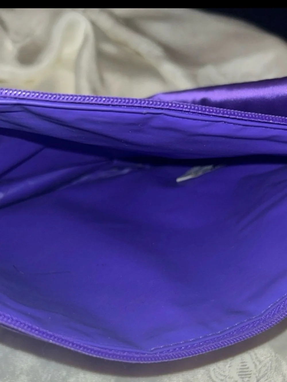 Victoria's Secret Purple Satin Fold-Over Cosmetic Case